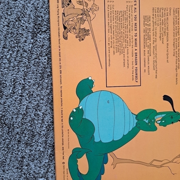 Walt Disney All About Dragons Puff Magic Vintage Vinyl Record Collectible Used - Picture 7 of 12